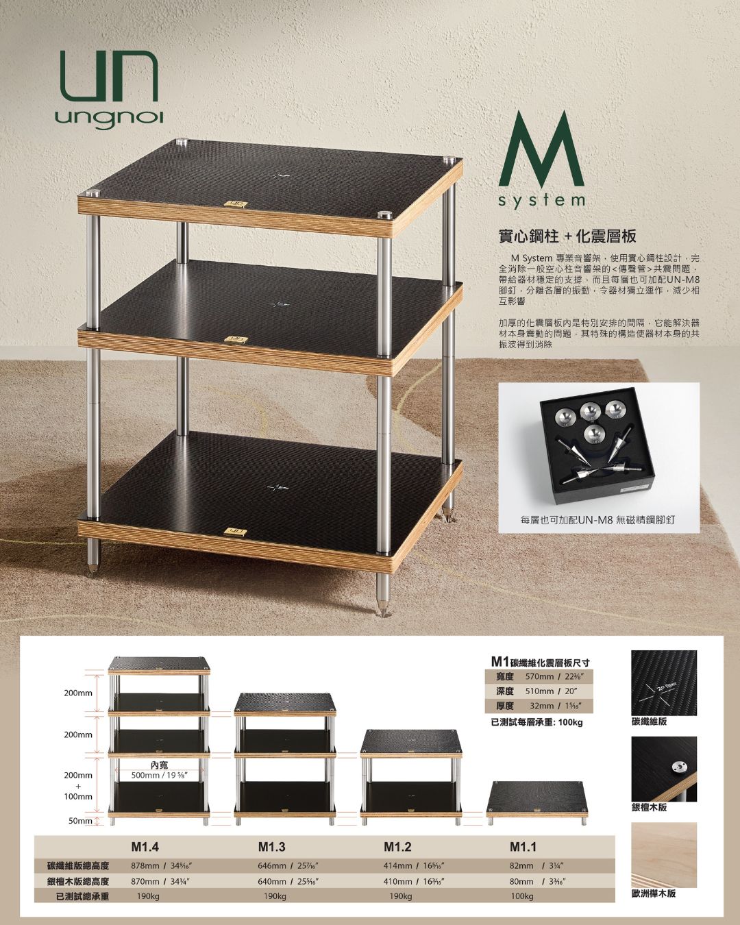 ungnoi M System 音響架 碳纖/樺木版 輕鬆入屋